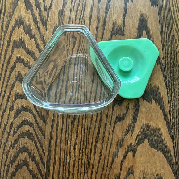 Vintage Glass Kitchen Canister with Jadeite Style Lid | Retro Storage Jar - Picture 3 of 3